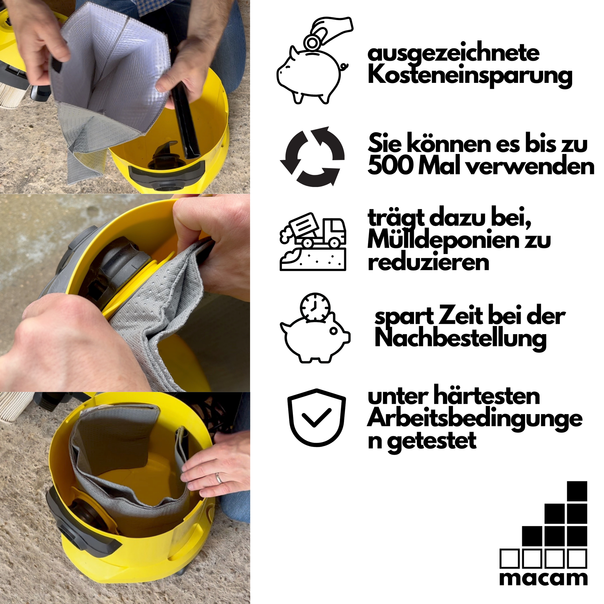 4-teiliges Filter-Set Für MV1/WD1/WD2/WD3 – Textilbeutel + Schaumfilter Für Nass-Trockensauger