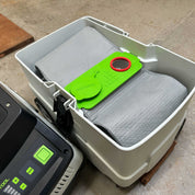 Close-up of the reusable dust bag fabric and collar for Festool CT 25
