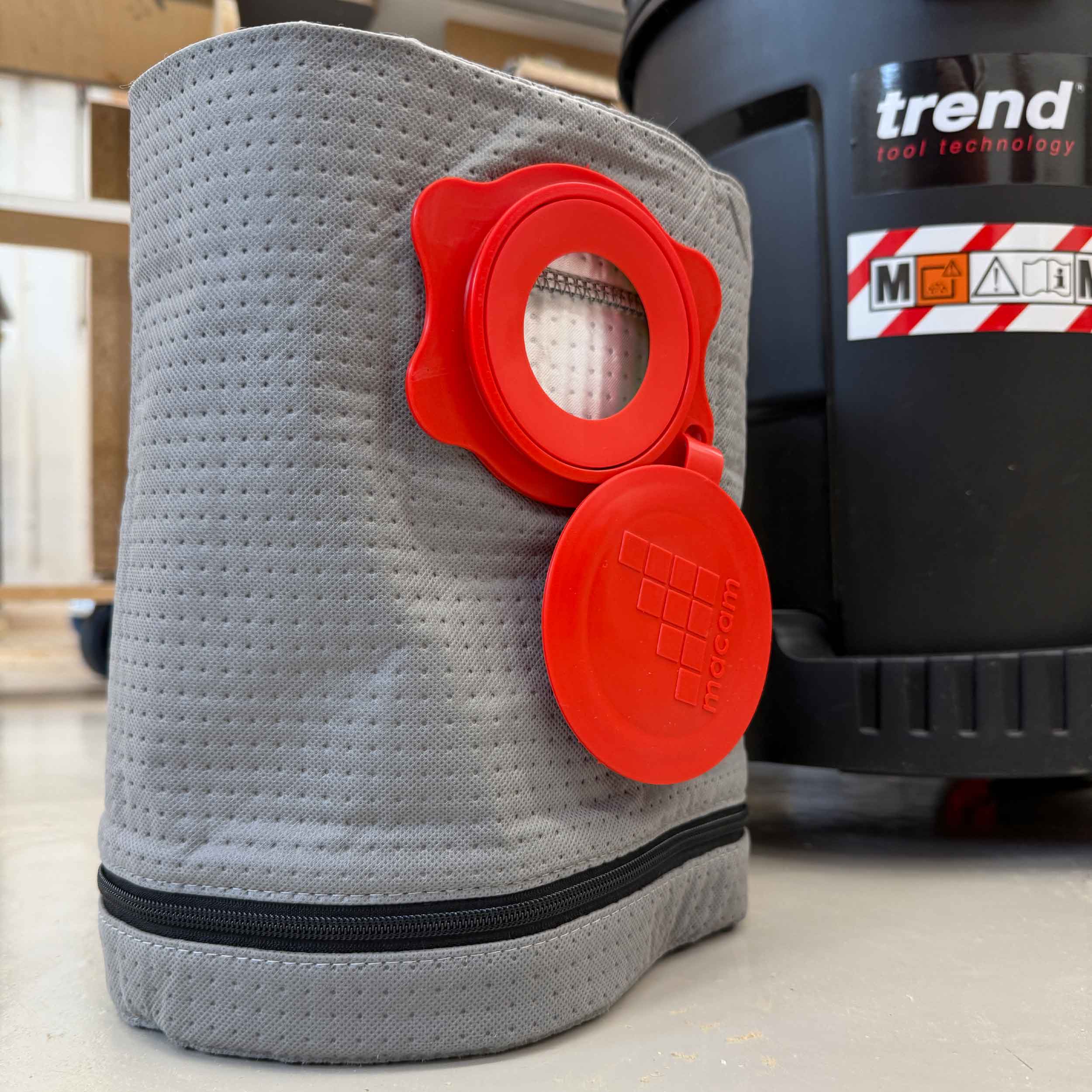 Reusable dust bag for Trend T33 emptied and shaken out for reuse